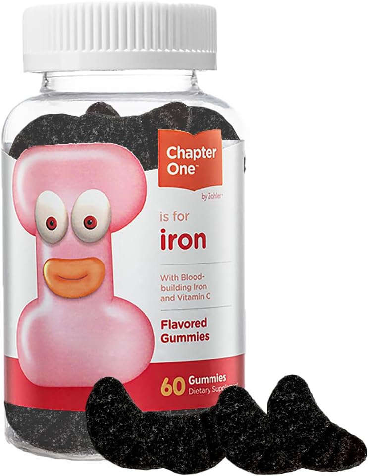 Zahler Rozdział jeden Żelazne Gummie, Żelazne Gummies Suplement z Witaminą C, Kosher, 60 Flavored Gummies (5MG)