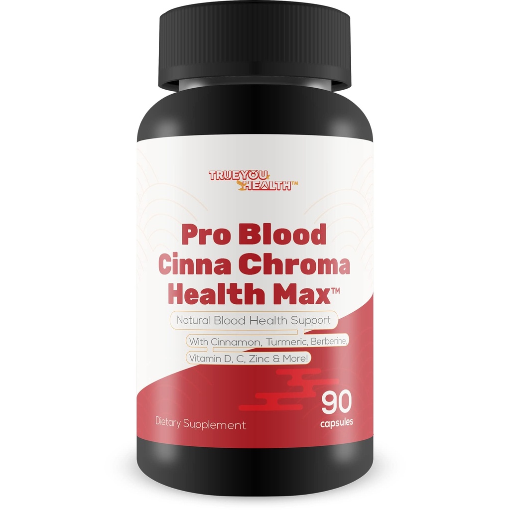 Pro Blood Cinna Chroma Health Max - Natural Blood Health Support with Cinnamon, Turmeric, Berberine, Witamina D, Witamina C, Cynk & More - Promowanie Zbalansowanego Zdrowia krwi & Poprawa przepływu krwi