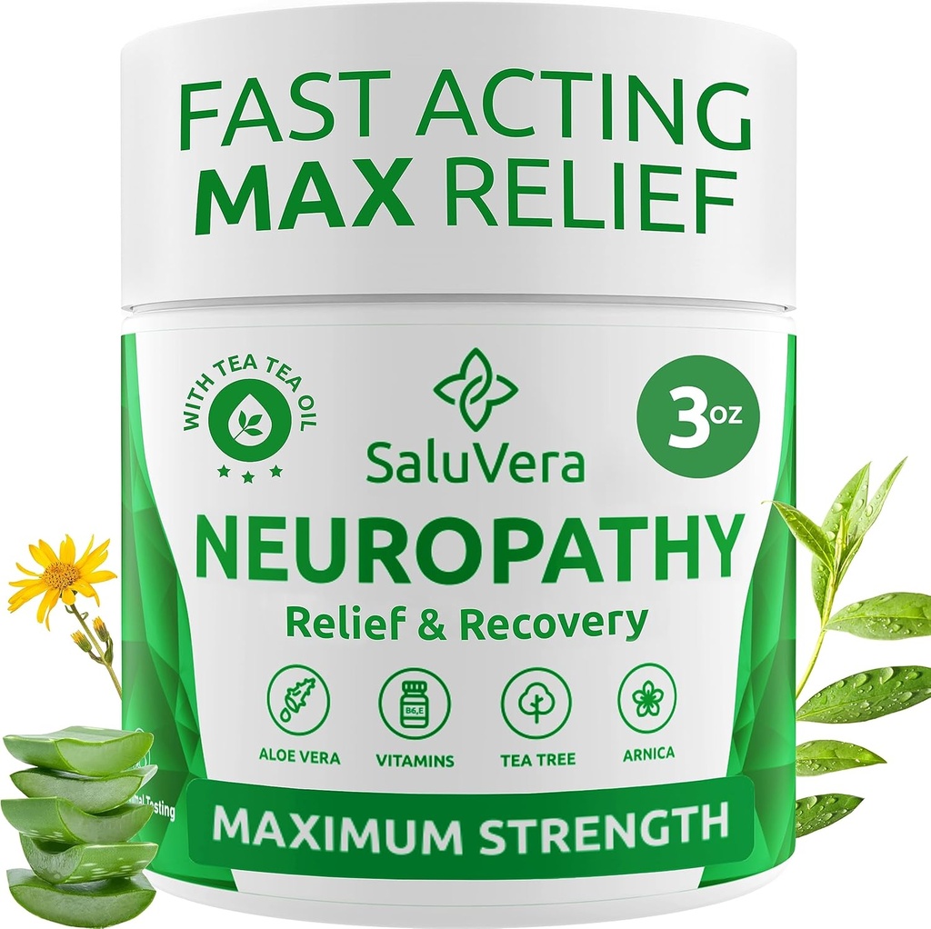 Neuropatia krem przeciwbólowy - maximum strong Nerve Pain Reliever for Foot, Toes, Hands, Nogi z Aloe Vera, Arnica, MSM Witamina B6 i Menthol dla Fast- Acting Relief 3oz