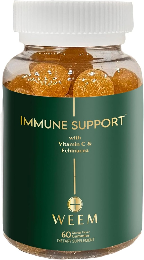 WEEM Gummie wsparcia immunologicznego - Witamina C - Cynk - Echinacea - Wsparcie systemu zdrowia - Alternatywa dla tabletek, Bez glutenu, Naturalny suplement dla dzieci i dorosłych - 1 opakowanie