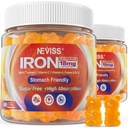 Wegańskie żeliwne gumki Suplement z witaminą C, B12, Folate & Turmeric - Energia i zdrowie immunologiczne 124; Gummy żelaza Bisglicinate 18mg Delikatne i niewzmocnione - Kobiety & Mężczyźni, 2 Pack
