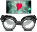 GlobFX Black Heart Effect Diffraction Goggle - Zobacz Serca - 3D Holograficzne wizualizacje Edm Rave Odzież Steampunk Kostium Cosplay Festival Music