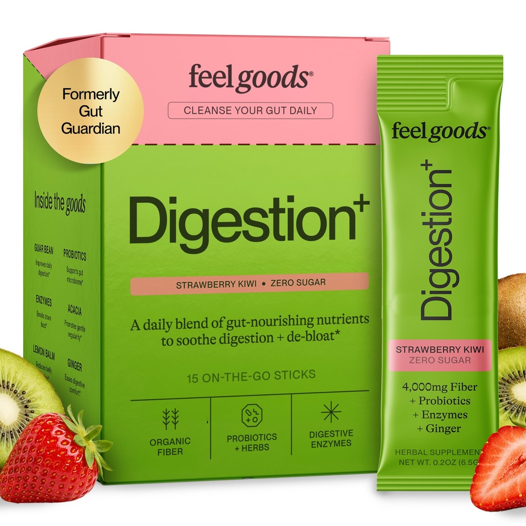 Guardian gut towarów, Fiber organiczny, Probiotyczny i Prebiotyczny proszek, Bez cukru, Zioła na Bloat, Gut Health Support, Digestive Health for Men & Women, Non GMO, Wegan, Truskawka Kiwi, 15 Hrabia