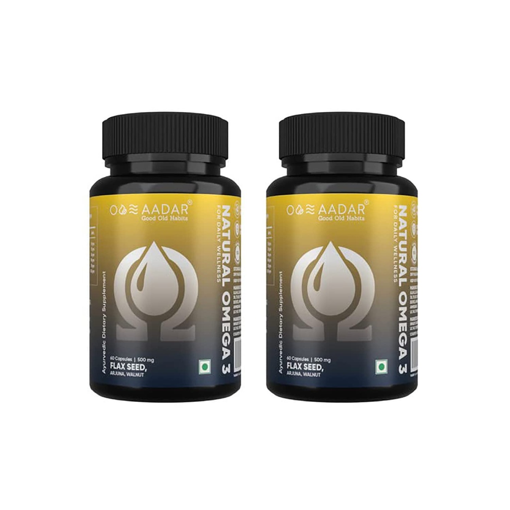AADAR Natural Omega 3 Vegan Fatty Acid & Immunity Supplement for Men and Women 124; Arjuna Walnut No Fish Oil 124; 60 kapsułki (opakowanie po 2)