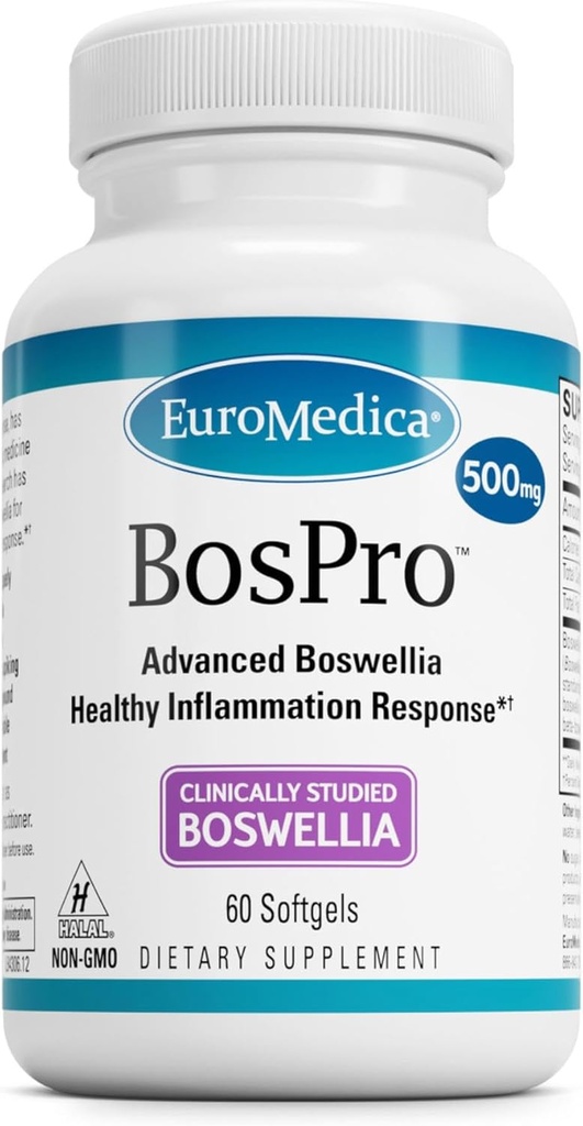 EuroMedica BosPro - Boswellia Serrata Extract Supplement - Dietetyczny Suplement do Zdrowego Lung Support - Herbal Supplement Formula - 60 Softgels