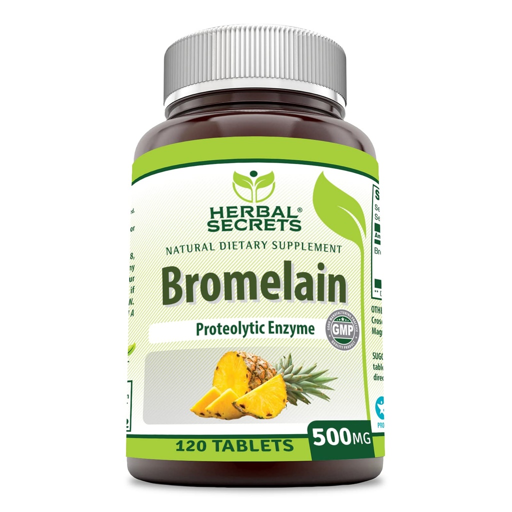 Herbal Secrets Bromelain Supplement 500 Mg Tablets Supplement Equipment 124; Non-GMO Equipment 124; Gluten Free Equipment 124; Made in USA (120 Count)