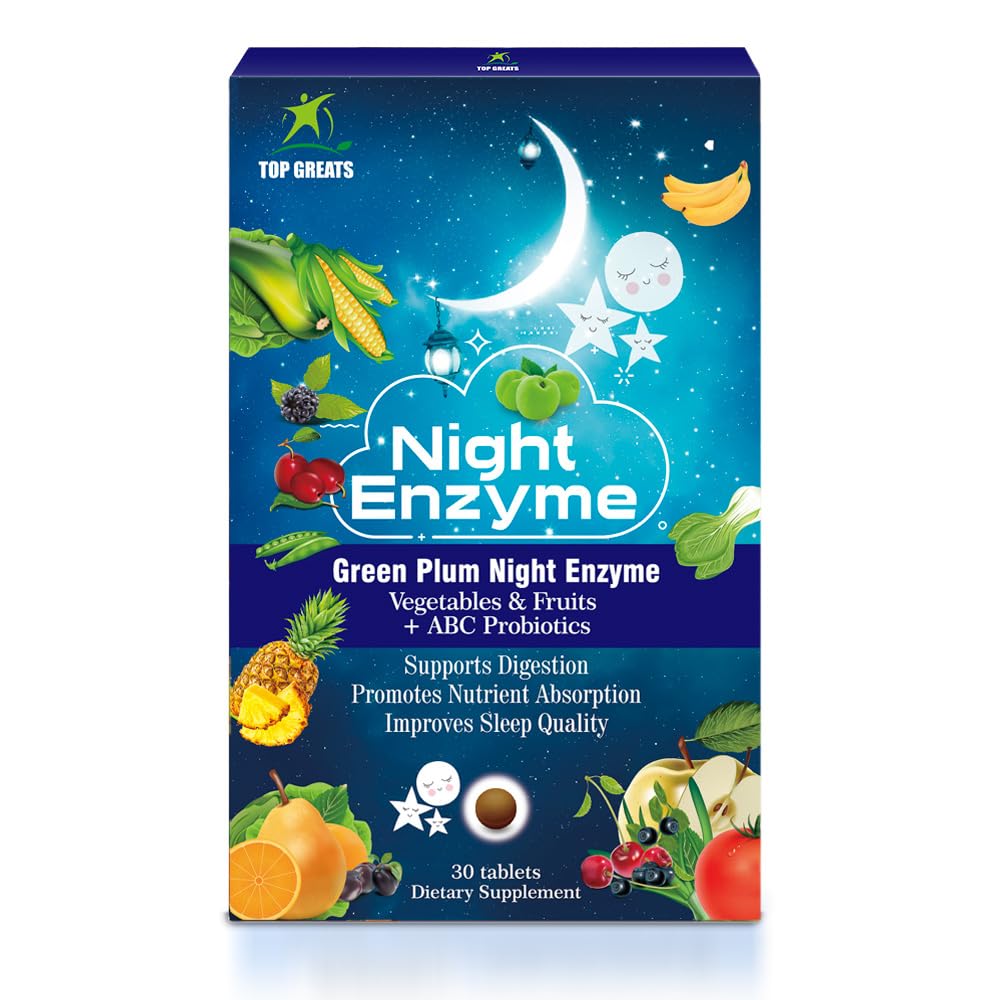 Enzym nocny, codzienne enzymy wielopostaciowe, zielone śliwki owocowe i warzywa z probiotykami, rozkwit relief, lepsza jakość snu, dla mężczyzn i kobiet, Promowanie suplementów diety - 120 tabletek