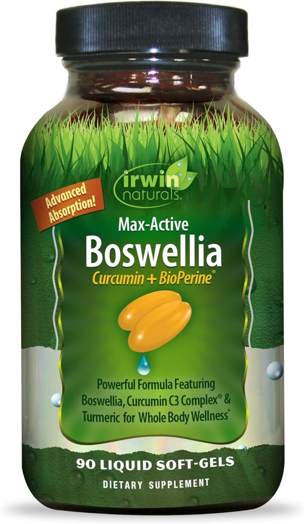 Irwin Naturals Curcumin Pro- Active - 90 Płynne Soft- żele - z Curcumin C3 Complex & Boswellia dla całego ciała Wellness - Advanced Absorption - 45 Służenie