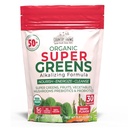 Gospodarstwa wiejskie Super Zielone Berry Flavor, 50 Organic Super Foods, USDA Organic Drink Mix (Trawa pszenna, Spirulina, Chlorella) Grzyby i probiotyki, z włóknem, Gut Health, Naturalna energia, 30 Służenia