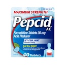 Pepcid AC Maksymalna moc Heartburn Relief Tablets, OTC Medicine Prevents & Relieves Heartburn Ze względu na niestrawność i sour żołądki, 20mg Reduktor kwasu famotydynowego, ICY Cool Mint, 40