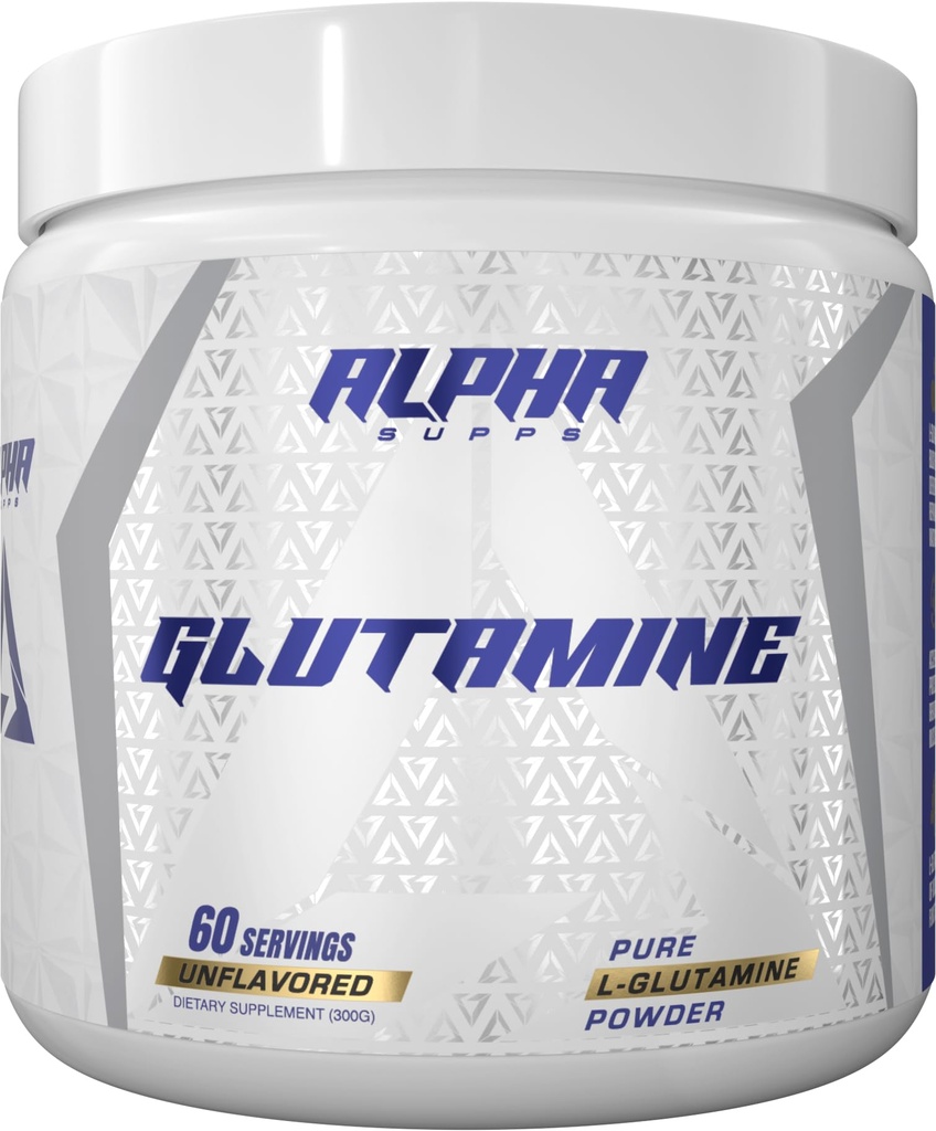 Alpha Supps Pure L- Glutamina Proszek - Nieflawored Amino Acid, Glutamina Nutritional Supplement for Muscle Recovery, Gut & Immune Support - 60 Servings - 300 Grams