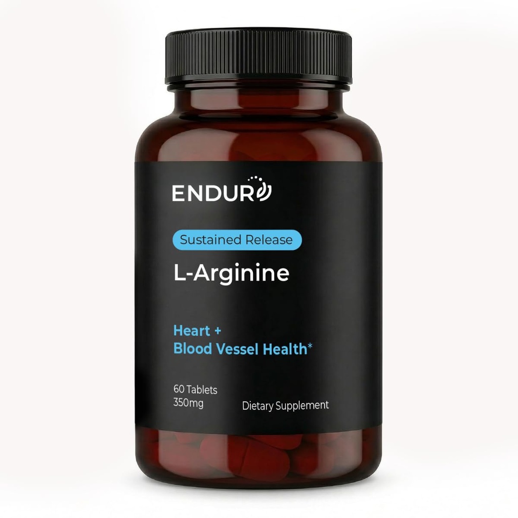 Endur L- Arginina Suplement, Pomaga wspierać zdrowy przepływ krwi i funkcji serca, Ćwiczenia wydajności i immunologicznego zdrowia, Gluten Free, 350mg (60 tabletek)