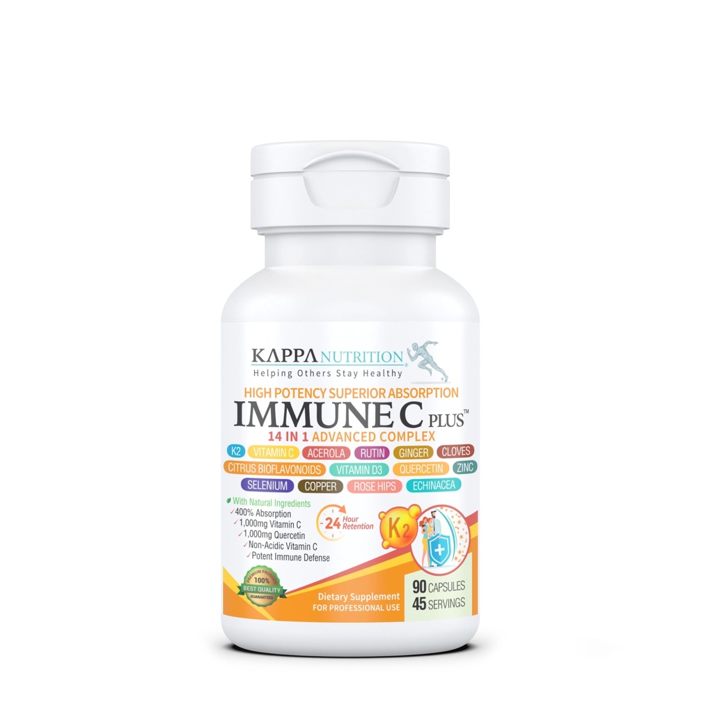 Quercetin 1 000 mg, Witamina C 1 000 mg, Cynk 50 mg, Witamina D3 5 000 iu, Selen, Miedź, Acerola, Ginger, Rutin, Bitter Orange, Rose Hips, Echinacea, Immune C Plus, 14 in 1 Immune C Plus (90 Count)