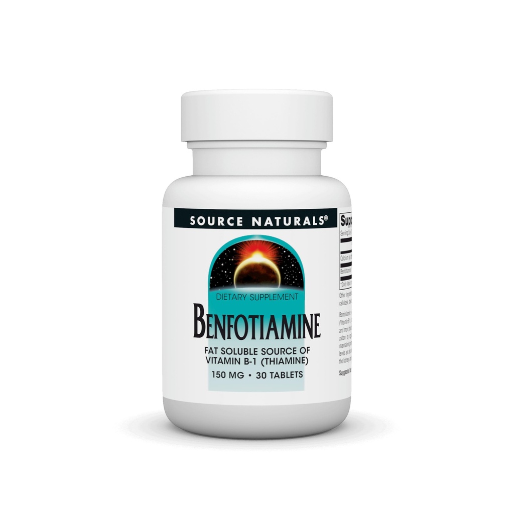 Źródło Naturals: Benfotiamina, Fat Solvency Source of Witamina B-1 (Tiamina) 150 mg 30 tabletek