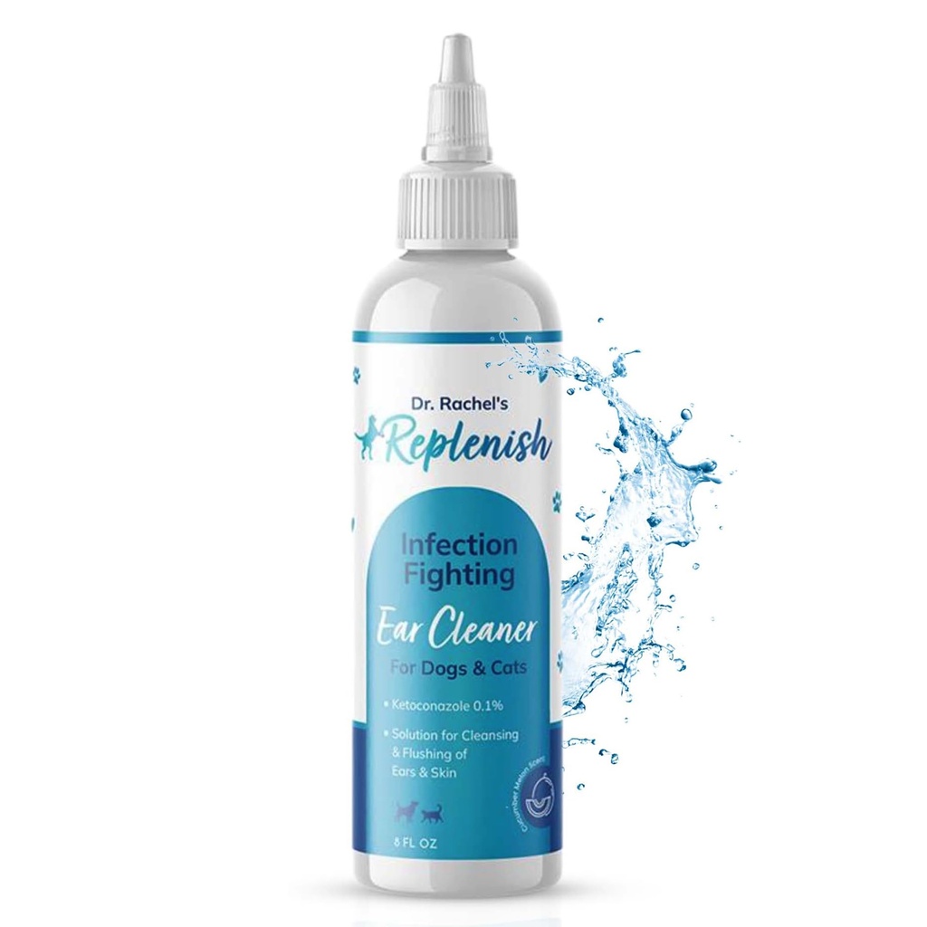 Uzupełniające Otic Ear Cleaning Solution for Dogs - Antyseptyczne Oczyszczanie Uszy dla Psów & Koty - Advanced Ear Flush for Yeast Treatment and Odor Control - 8 oz
