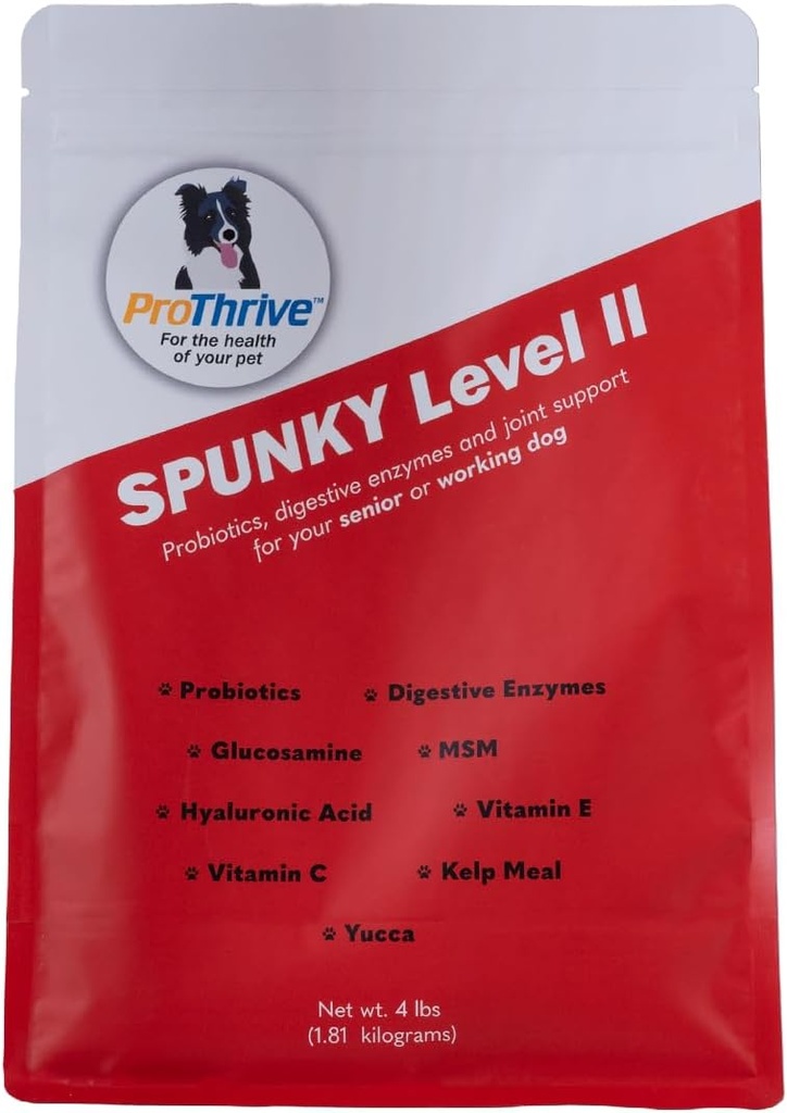Spunky Level II Hip and Joint Supplement for Dogs, Glucozamine For Dogs With MSM, Dog Vitamin and Supplements Pomaga w trawieniu, Dog Joint Supplement - 4LB