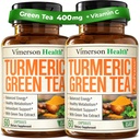 Kurkumina kurkumina Kurkumina suplement z Green Tea Extract (ECGC) & Witamina C do wspólnego zdrowia, Energia i Stan zapalny Równowaga - Organic Tumeric Curcumin z Black Pepper - Gluten- Free, Non-GMO. 2- Pack