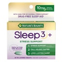Nature 's Bounty Sleep + Stress Support, Sleep3 Maksymalna moc 100% beznarkotykowa pomoc na sen, Suplement diety z Ashwagandha, Technologia uwalniania czasu, 10mg, 28 Tabletki trójwarstwowe