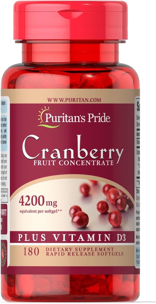 Pride Cranberry Fruit Concentrat + witamina D3- 180 Softgels