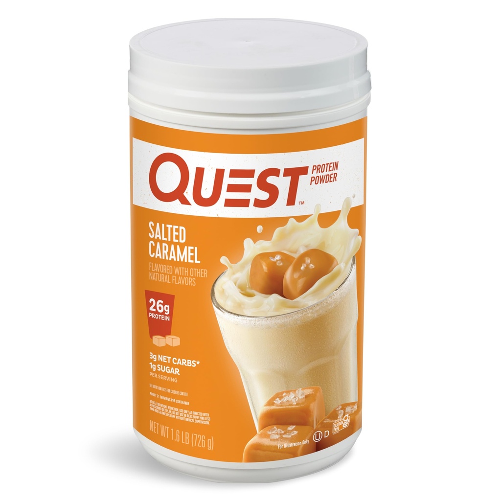Quest Nutrition Salted Karmel Protein Powder, 26 g Protein, 1 g Cukier, Niskie węglowodany, Gluten Free, 1.6 Funds, 24 Słupki