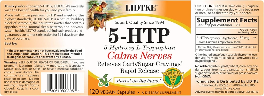 Lidtke 5- HTP 120 Kapsułki Suplement diety