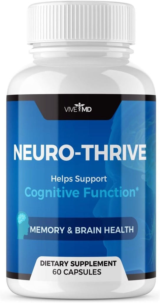 VIVE MD Neuro Thrive Brain Supplement - Oficjalna formuła - Neuro Thrive PQQ, Neuro Thrive - Ekstrakt z Ginkgo Biloba, ekstrakt z Ginsengu Syberyjskiego - (60 kapsułek)