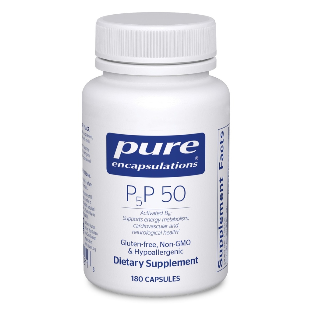 Czyste enkapsulacje P5P 50 - Aktywna witamina B6 - Wspomaga metabolizm energii i zdrowie mózgu * - Gluten Free & Non-GMO - 180 Kapsułki