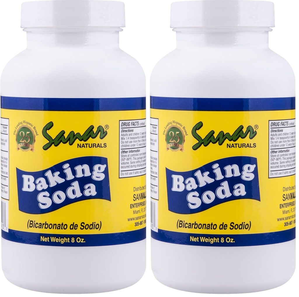 Sanar Naturals Pieczenia Soda, 8 oz - Dla wsparcia trawiennego jak Antacid, Pieczenie, Czyszczenie, Ododór, & Więcej (Pack of 2)