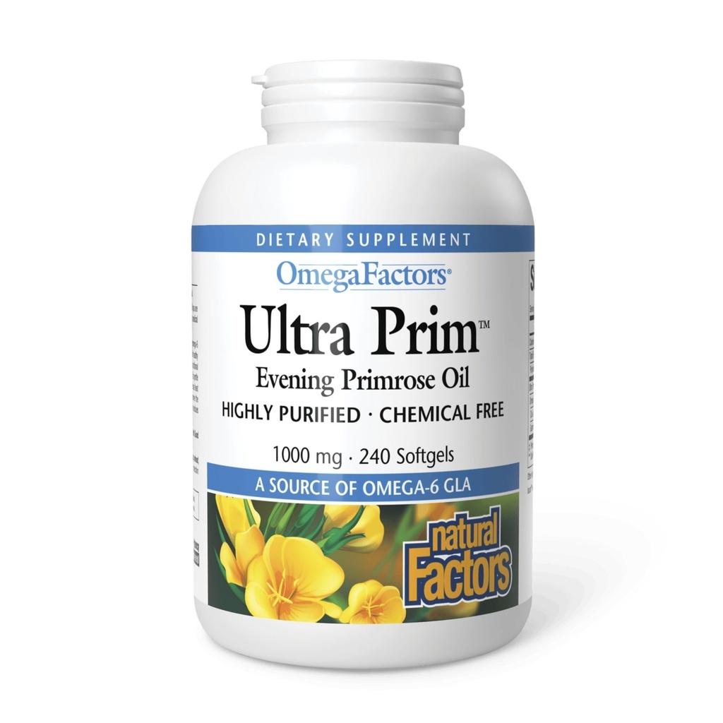 Omega Czynniki naturalne Czynniki, Ultra Prim Wieczorna Primrose Oil, Promotes Kobiet i zdrowia immunologicznego z Omega- 6 GLA, 240 softgeli (240 porcji)