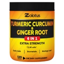 6 na 1 Kurkumina Turmerowa + Kapsułki imbirowe, 95% Kurkuminoidy z Ginger, Bulb czosnkowy, Bromelain, Moringa, Pieprz czarny - 120 Kapsułki