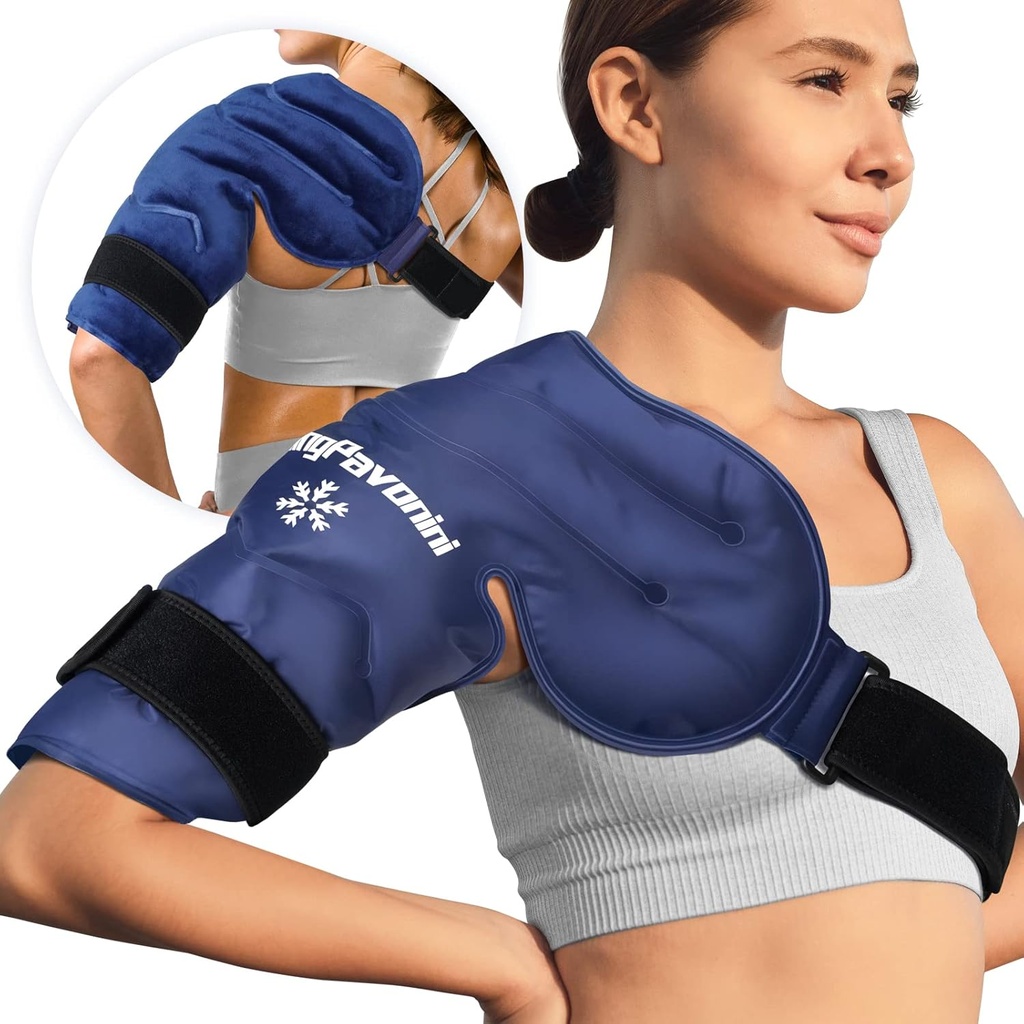 KingPavonini Ice Pack Rotator Cuff Cold Therapy, wielokrotnego użytku żel Ice Pack do zranienia łopatki, ulga bólowa, opuchlizna, Shoulders Chirurgia, Tendonitis, Bursitis, Niebieski, średni rozmiar