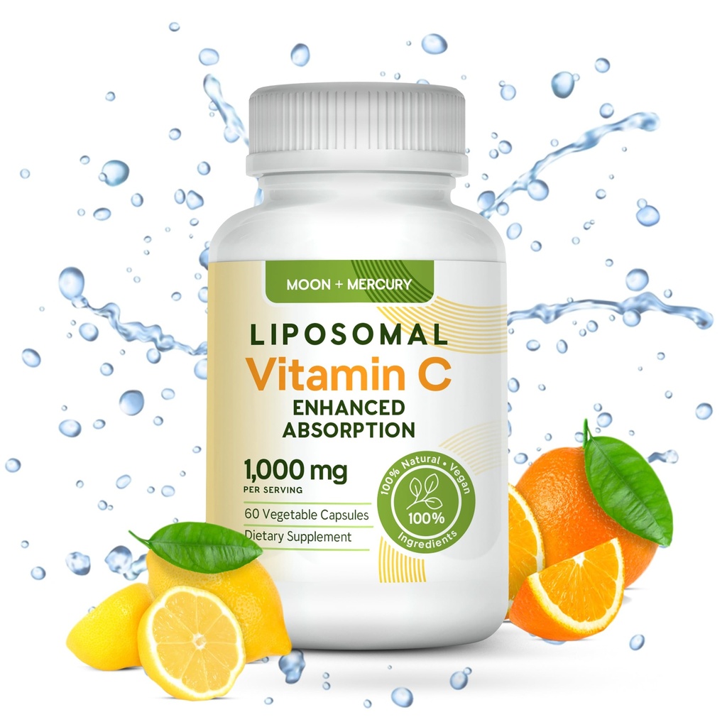 Liposomal - Witamina c 1000mg - 60 Witamina c Kapsułki - Większa Wchłanianie, Biodostępność liposomalna Witamina c przez Księżyc i Merkury