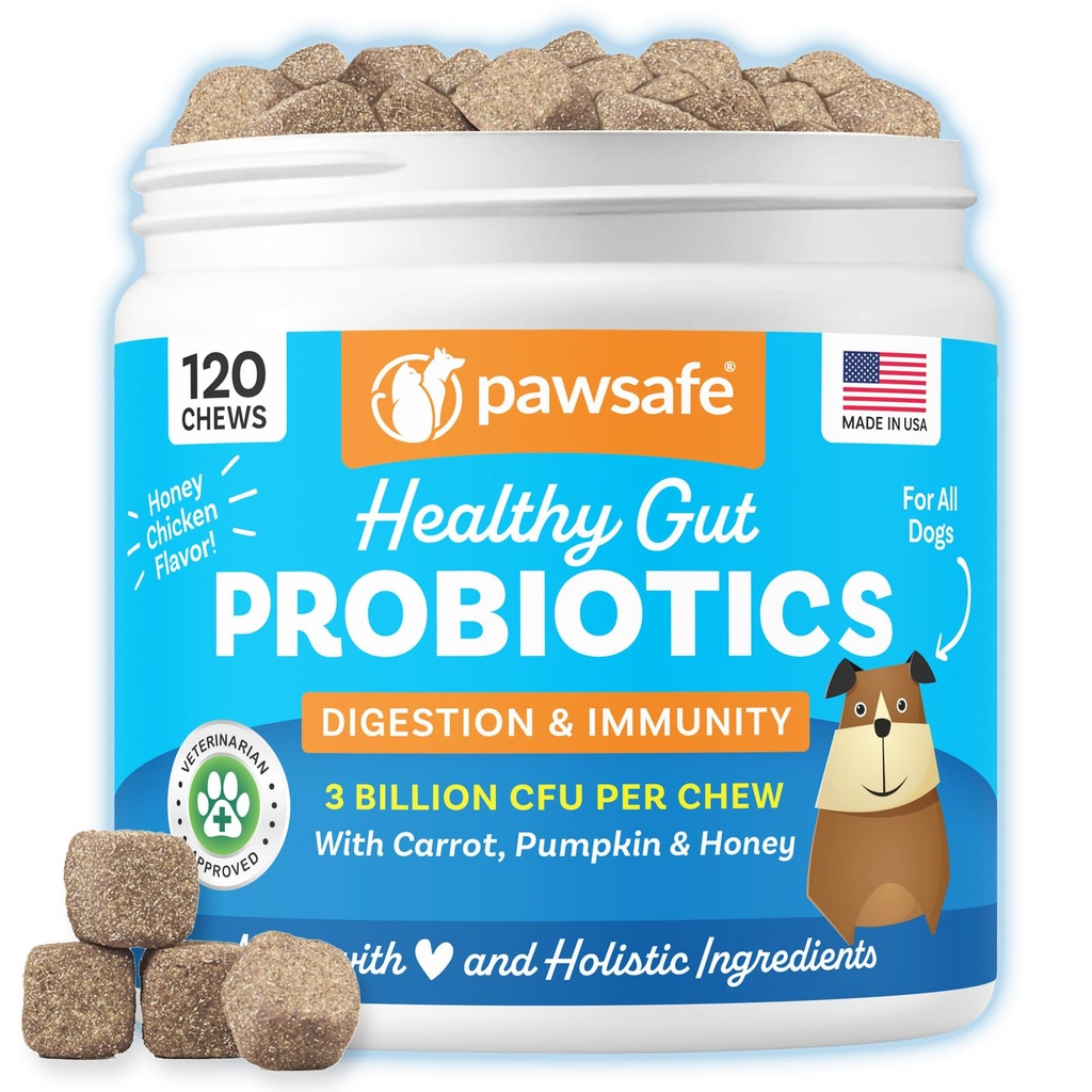 Psy Probiotyki, Honey Chicken Flavor, 120 Miękkie Chews for Digestive & Gut Health, Immune Supplement, Relief gazowy, Przeciwgorączkowy, Pomaga w alergii, Upset Stomachs, Yeast i Swędzonej skóry