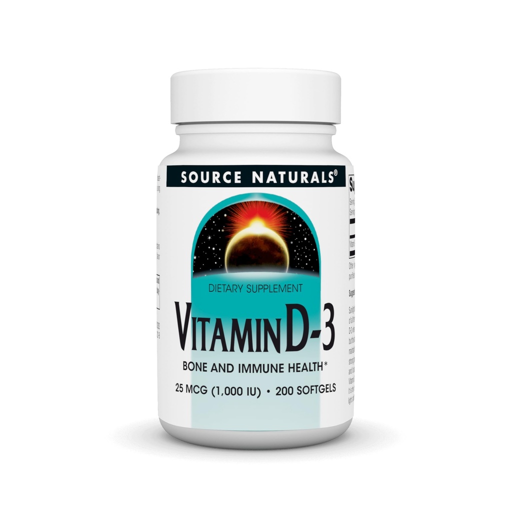 Źródło Naturals Witamina D-3 1000 iu Wspiera zdrowie kości i odporności * - 200 Softgels