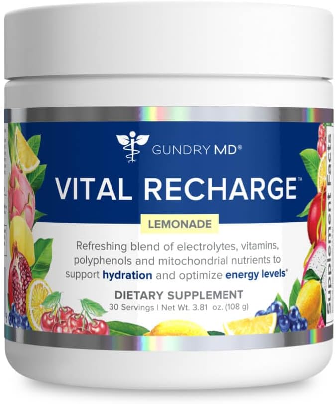 Gundry MD Vital Recharge Supplement Powder - Advanced Energy Formula z elektrolitami - Obsługuje ATP Supply - 30 Służenia