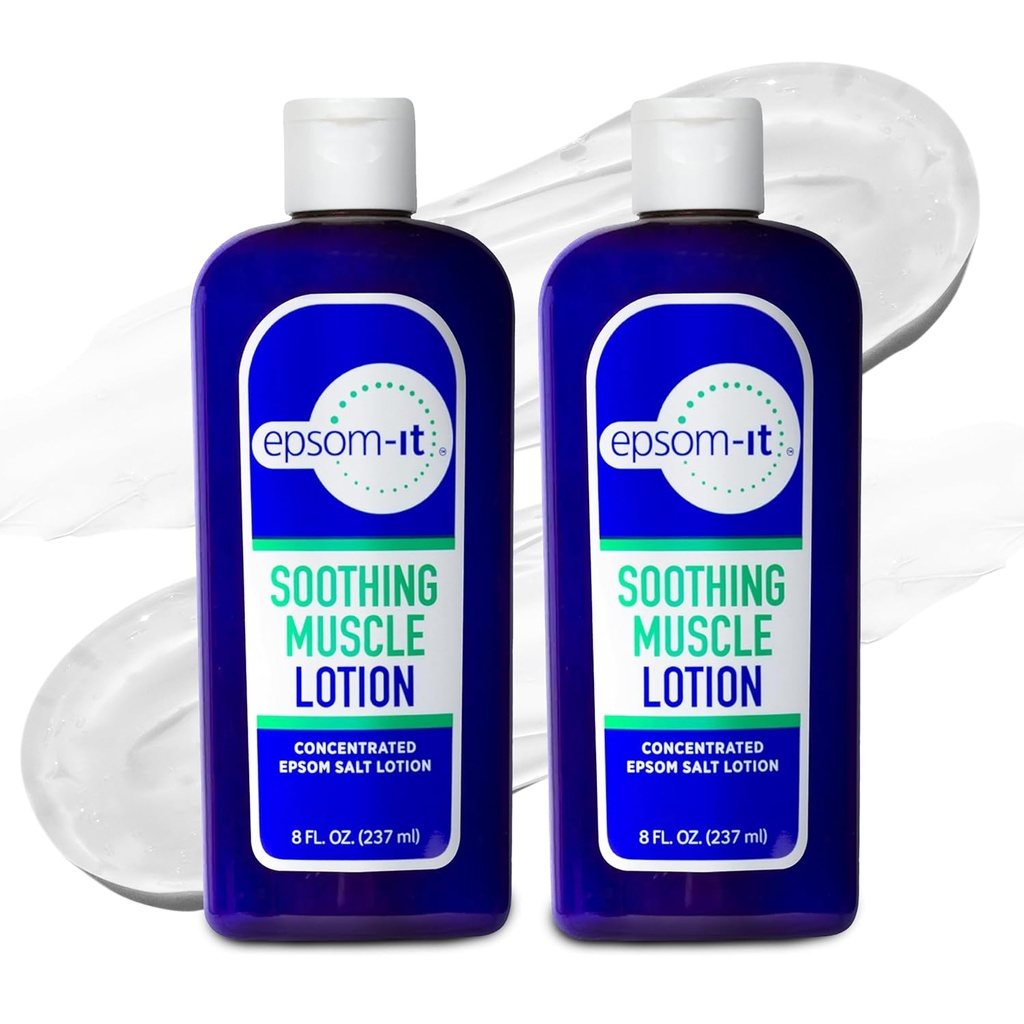 EPSOM-IT Soothing Muscle Lotion - Epsom Salt Magnezu Krem siarkowy Arnica dla mięśni Stiffness, Topical Magnezu Lotion, Zapewnianie komfortu dla nóg, Kolano i Stopy, 8.0 oz., 2- Pack