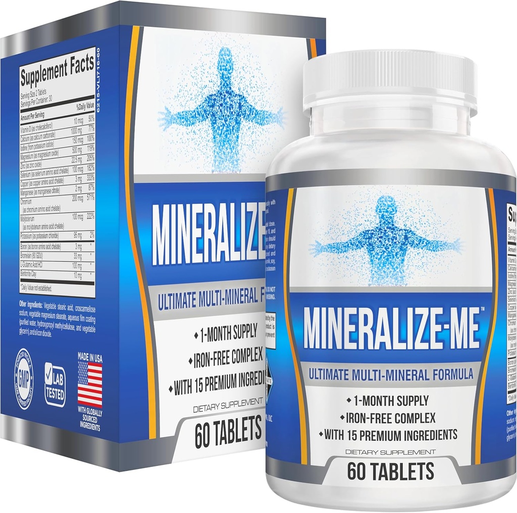 Multi- Mineral Supplement (15- in-1) Formuła wolna od żelaza 124; High-Potency Multiminerały 124; Esential Trace Minerals 124; Multimineral Supplements Budapest 124; 60 Tablets