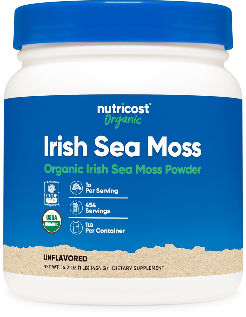 Nutricost Organic Irish Moss Powder (1 LB) - Gluten Free, Nie-GMO, Wegetariański Przyjazny