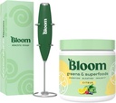 Bloom Nutrition Superfood Zielonych Proszek, Enzymy z probiotyki i prebiotyki, Gut Health, Bloating Relief, Citrus + Mleczko Frother Wysoko napędzany mikser