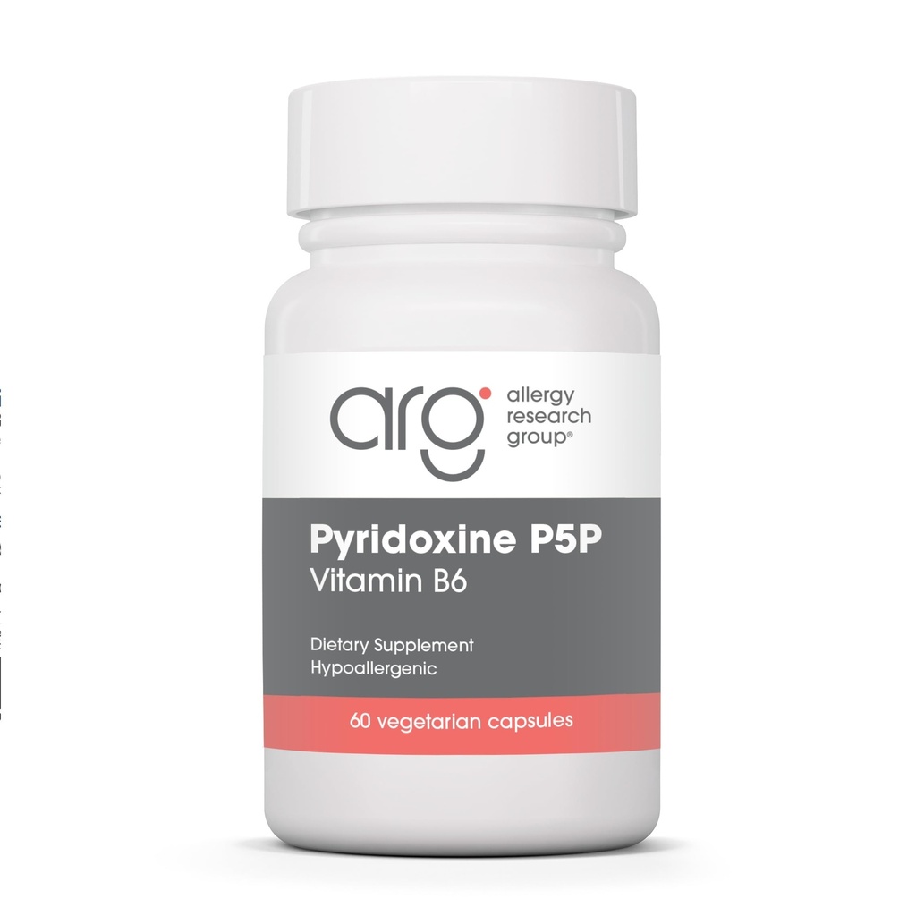 Alergia Research Group Pyridoxine P5P Suplement - Aktywna witamina B6 275mg, Piridoxal- 5- Fosforan, Wsparcie metabolizmu, Hipoalergiczne, Kapsułki wegetariańskie - 60