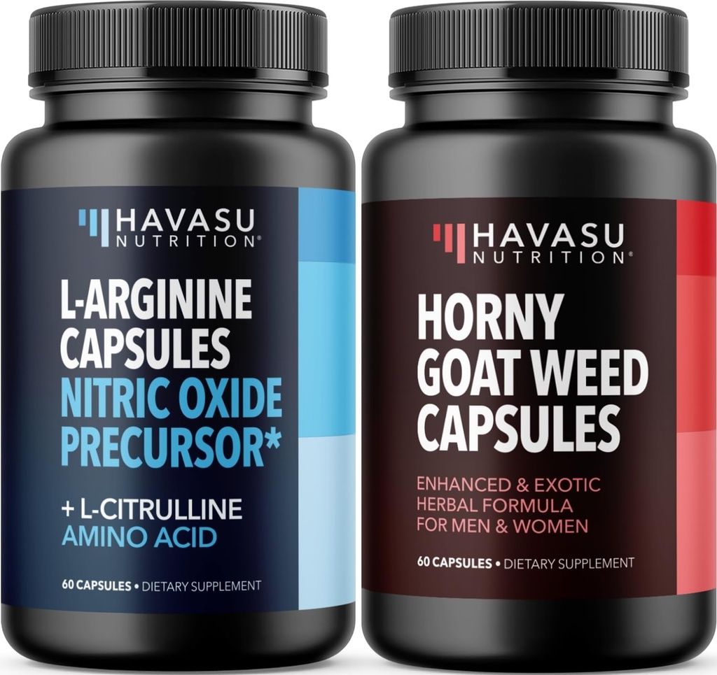 HAVASU NUTRITION Horny Goat Weed Capsules (30 Servings) & L Arginine L Citruline Supplement (30 Servings)