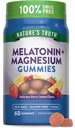 Nature 's Truth Melatonin with Magnezu Gummies Birth124; 60 Hrabia 124; Berry Lemon Flavor Birth124; Wegan, Non-GMO & Gluten Free Supplement