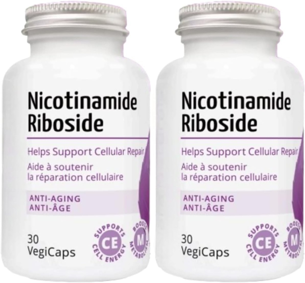 Nikotynamid Ribozyd - 300 mg Nikotynamid Ribozyd (NR) na Podawanie, 400 mg Koenzym Q10 Ubichinon, 30 VegiCaps na Butelkę (60 kapsli - opakowanie po 2)