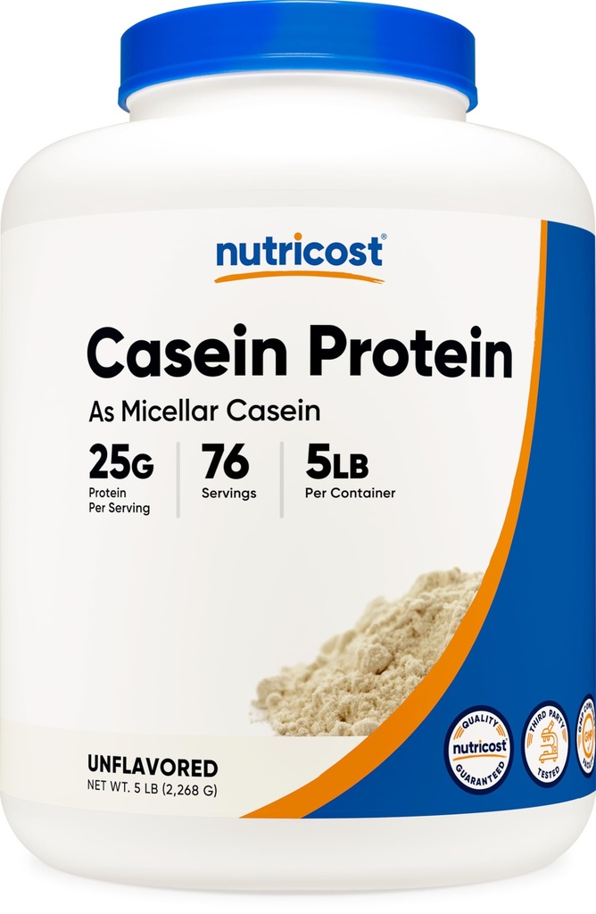 Nutricost Kazeina Białko w proszku 5lb - Kazeina mikrokrystaliczna, Non-GMO, Gluten wolny (Unflavored)