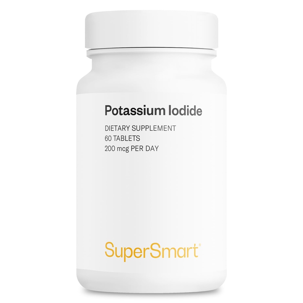 SuperSmart - Iodide potasu KI 200mcg dziennie (Stabilny jod) - High Potency Shield 124; Non-GMO & Gluten Free 124; 60 Tablets