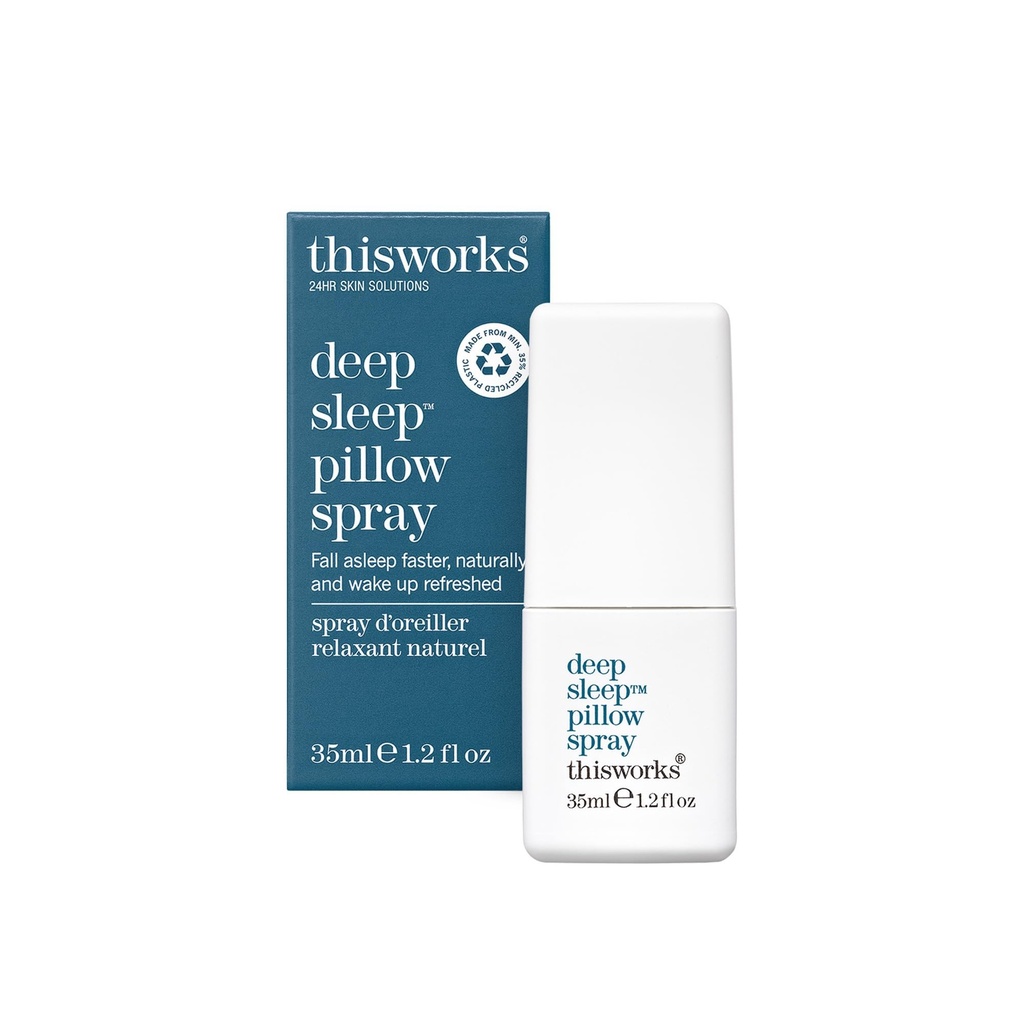 THISWORKS Deep Sleep Pillow Spray – Fast-Acting Natural Formula with Lavender for Relaxation and Restful Sleep – 35 ml (1.2 fl oz) Mini Travel Size