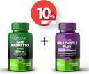 ORZAX Saw Palmetto 2000 mg 120 Kapsułki wegetatywne i Thistle mleka Plus z Dandelion 120 Kapsułki wegetatywne, Bundle