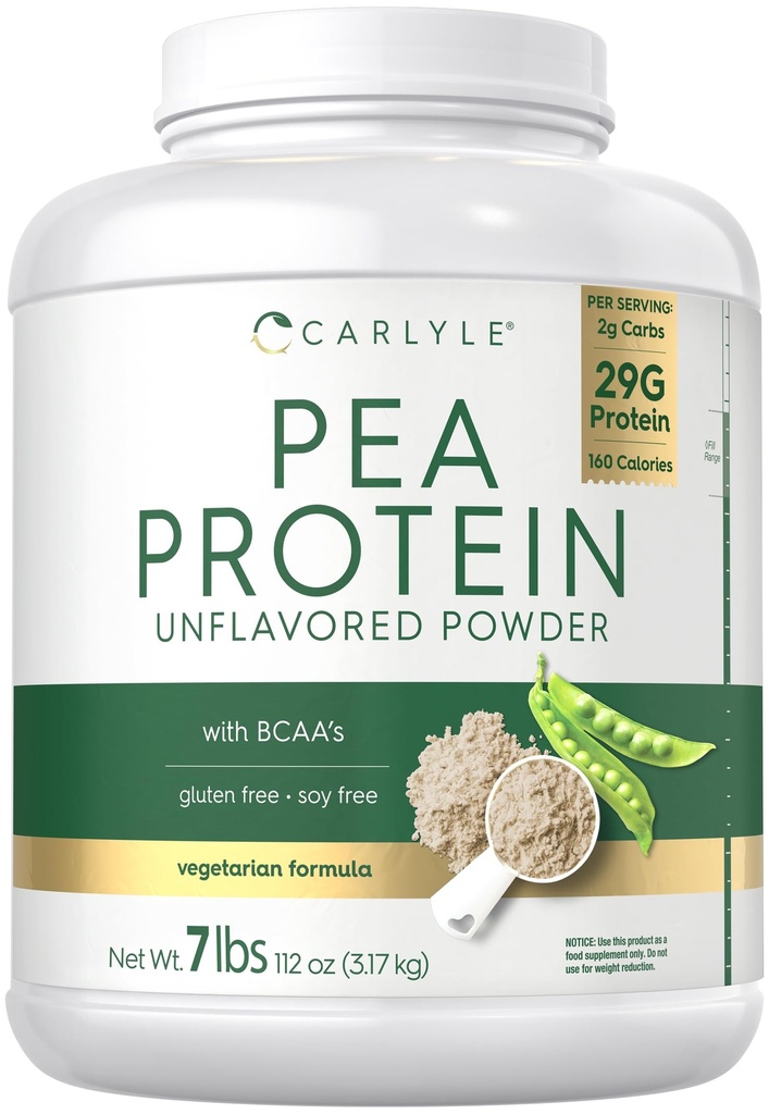 Carlyle Pea Protein Powder 7lb Between 124; Unflavored Between 124; 29G Protein Between 124; for Men and Women Between 124; Vegetarian, Non-GMO, Gluten, and Soy- Free