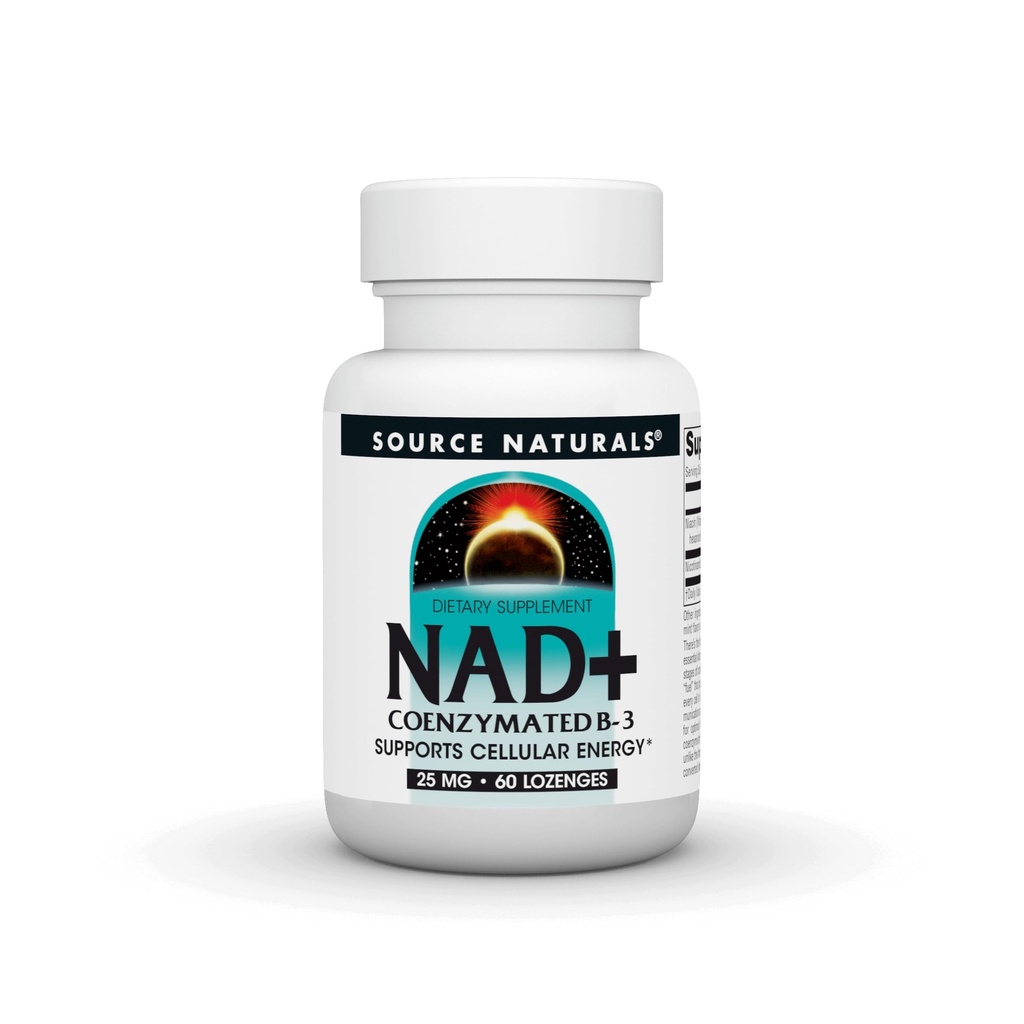 Źródło Naturals NAD +, Koenzymated B-3, Wspiera energię komórkową *, 25 mg - 60 Lozenges