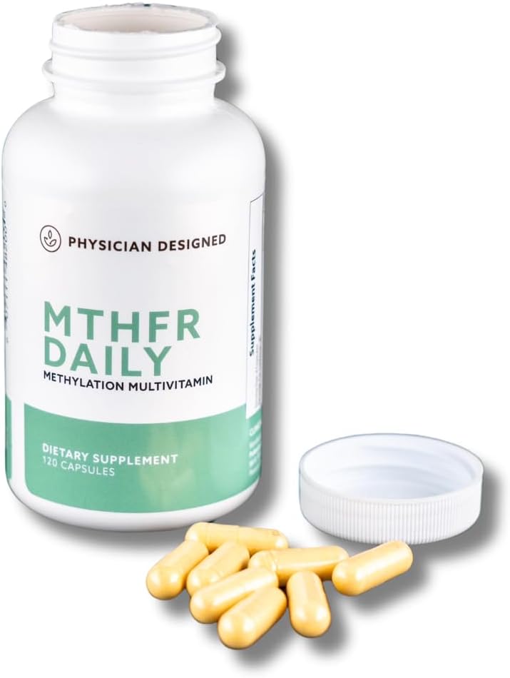 Medician Designed MTHFR Daily Multivitaminy 124; Metylowany Multivitamin dla mężczyzn i kobiet 124; dla energii, nastrojów, & serca 124; Witamina B- Complex 124; 120 Kapsułki